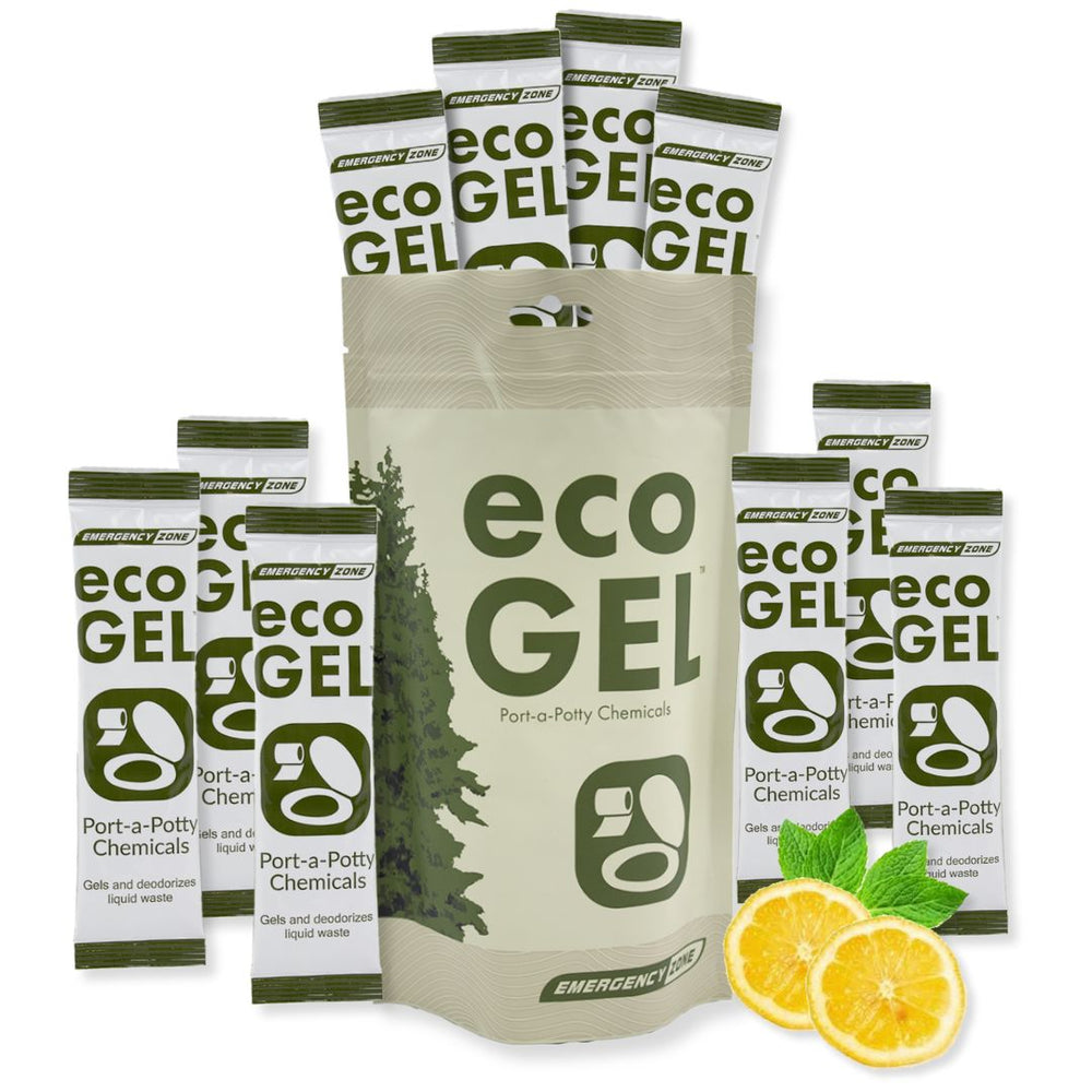 Emergency Zone Eco Gel Portable Toilet Chemical, 10 Sticks