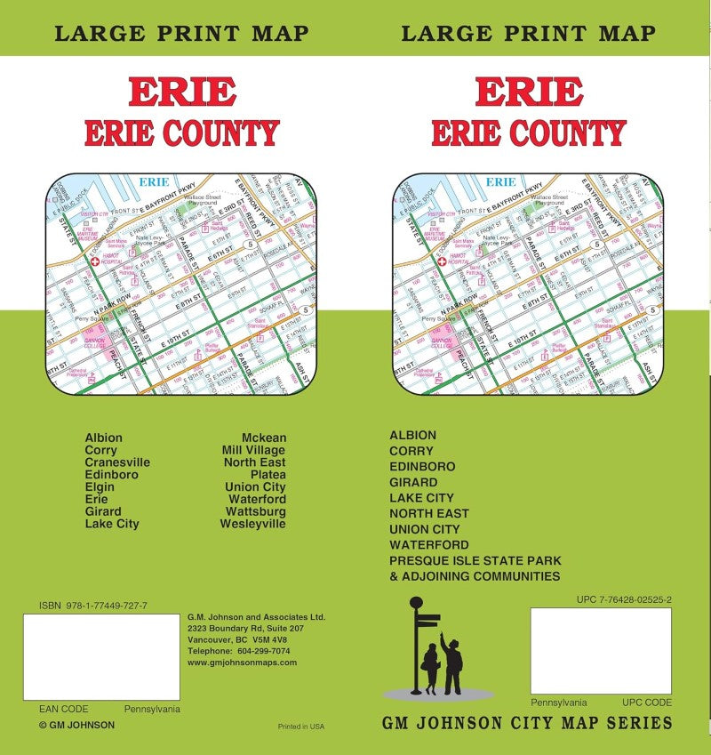 Front cover of GM Johnson Erie, Erie County, large print map