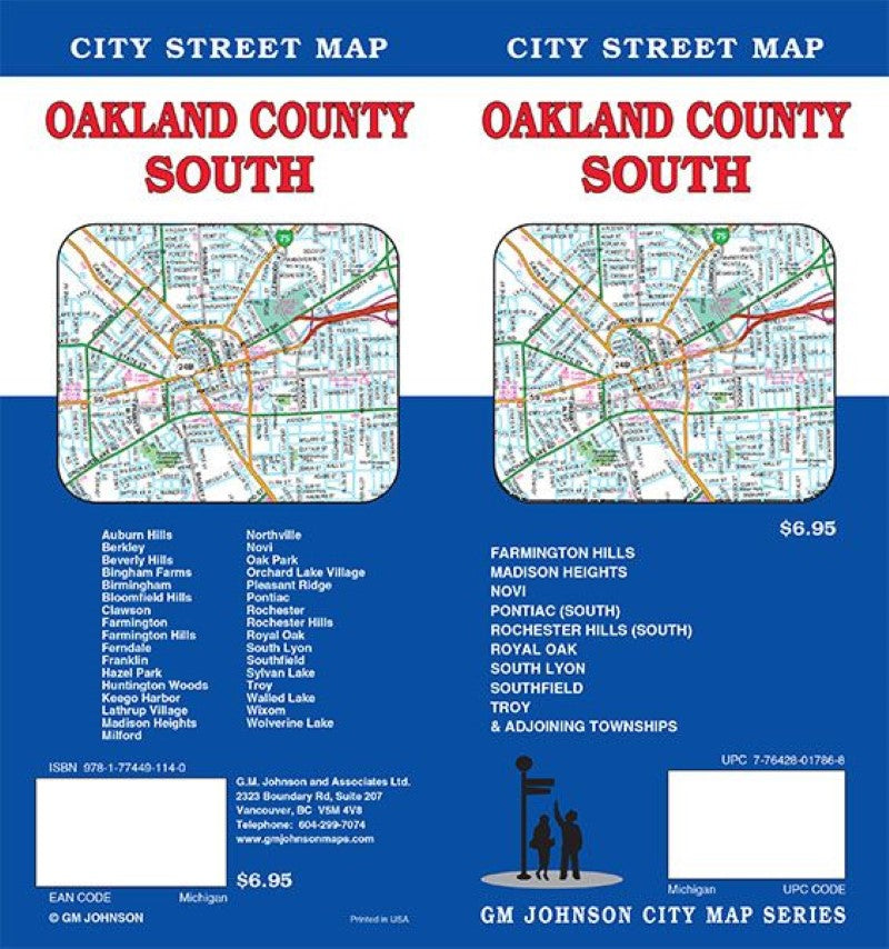 Front cover of GM Johnson Oakland County – South, Michigan Street Map
