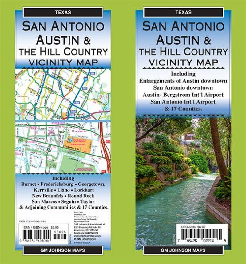 Front cover of GM Johnson San Antonio – Austin & the Hill Country, Texas Vicinity Map