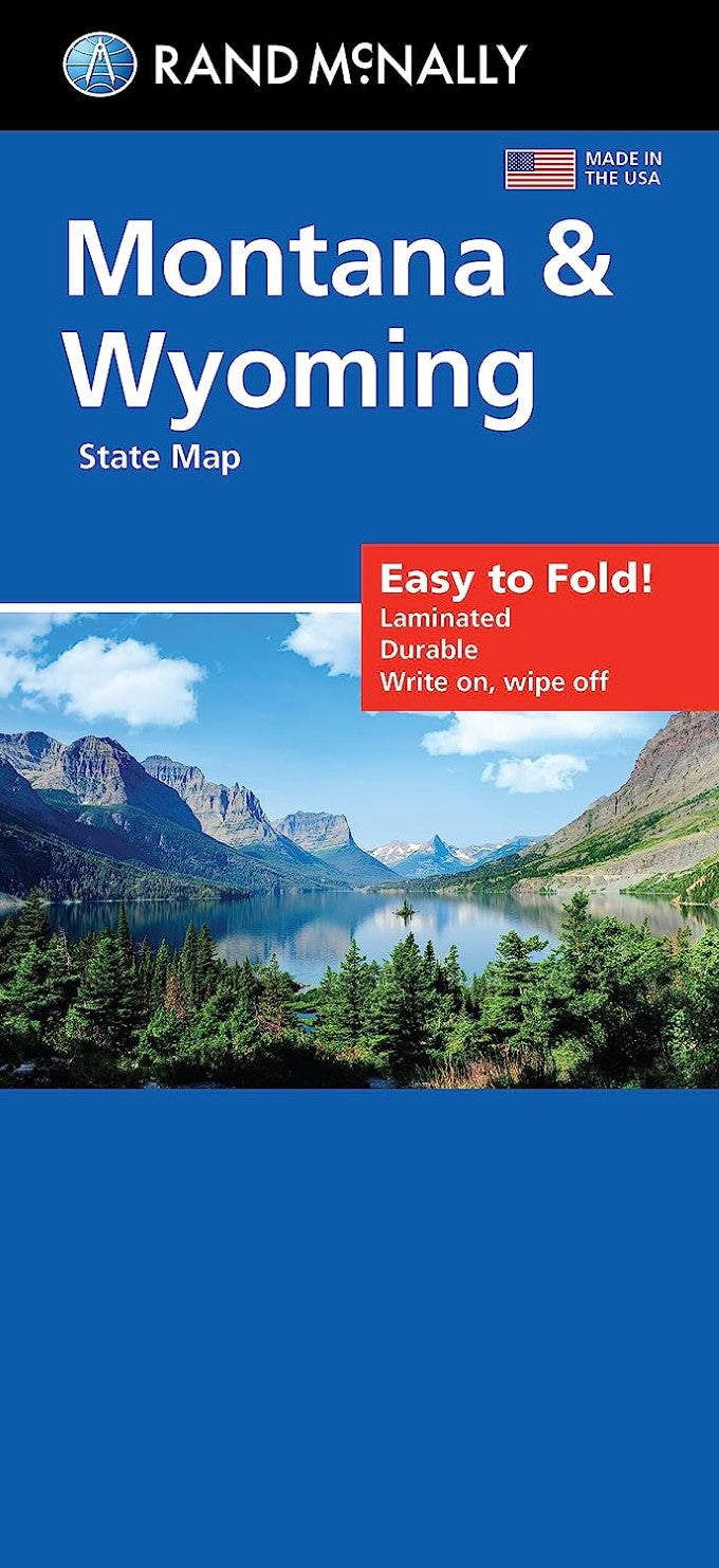 Front cover of Rand McNally Montana & Wyoming, state map, easy to fold!