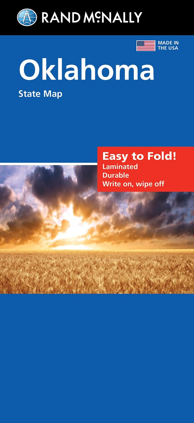 Front cover of Rand McNally Oklahoma, state map, easy to fold!