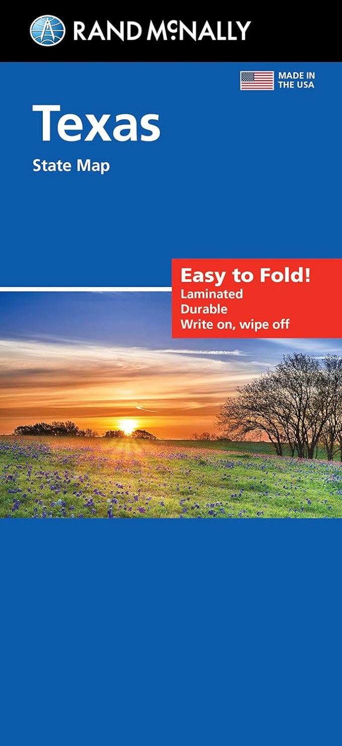 Front cover of Rand McNally Texas, state map, easy to fold!