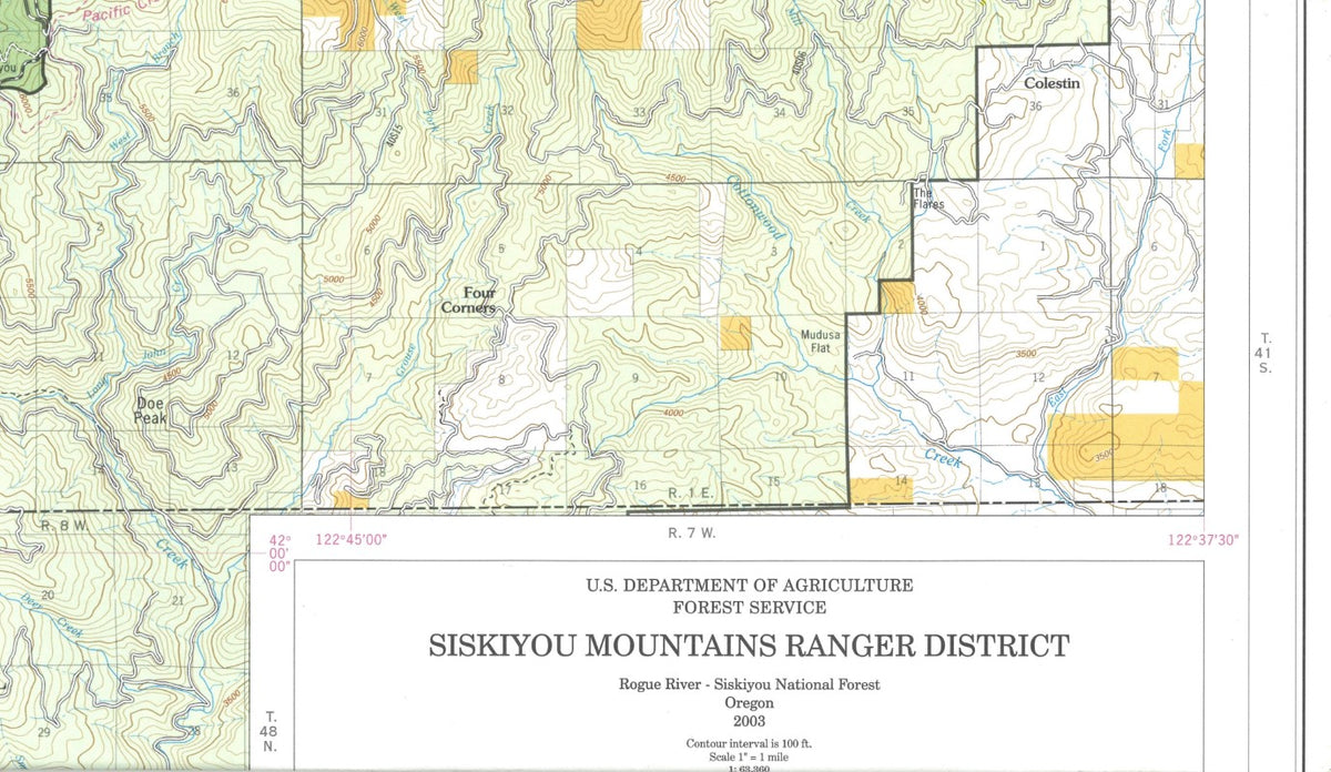 Front cover of Siskiyou Mountains Ranger District,OR, national forest map