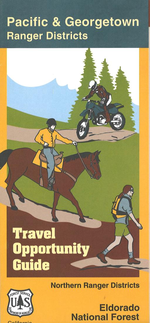 Front cover of Pacific & Georgetown Ranger Districts Travel Opportunity Guide - El Dorado National Forest, national forest map