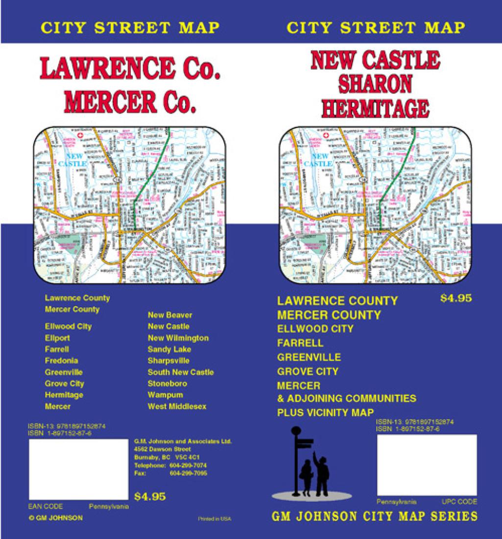 Front cover of GM Johnson New Castle, Sharon, Hermitage, Lawrence and Mercer County, Pennsylvania, county map