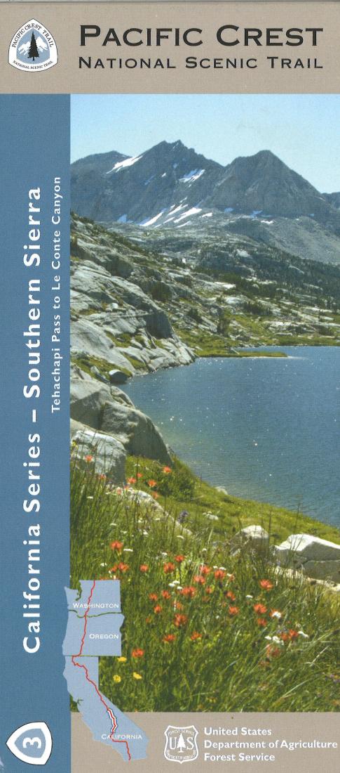 Front cover of Pacific Crest Trail, The Southern Sierra Nevada - Tehachapi Pass to Le Conte, national forest map