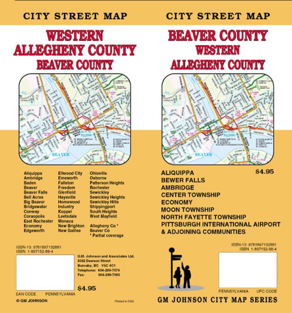 Front cover of GM Johnson Beaver County, Western Allegheny County, city street map