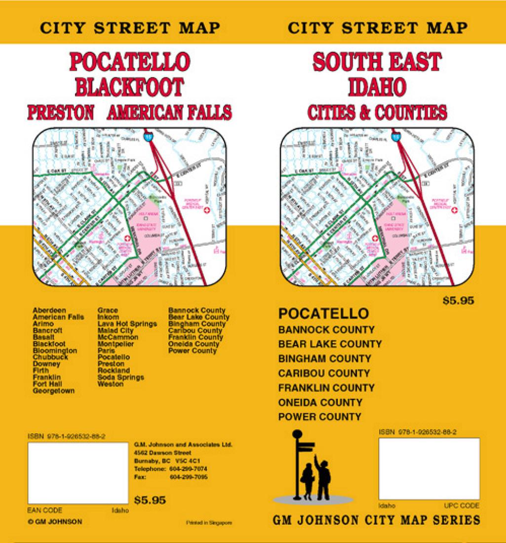 Front cover of GM Johnson South east Idaho, cities and counties, city street map