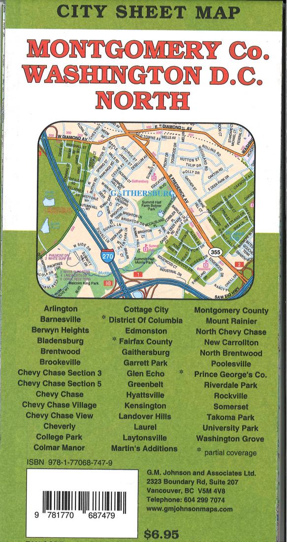 Front cover of GM Johnson Montgomery County / Washington DC North Street Map